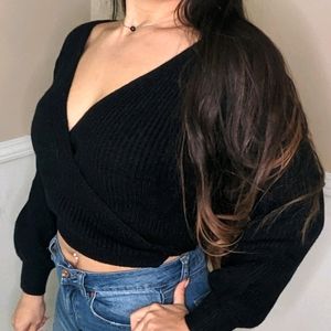 Ribbed wrap sweater